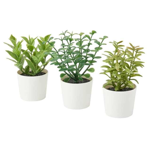 Effortless Nature: A Triple Set of Potted Artificial Herbs – Beauty Without Worries